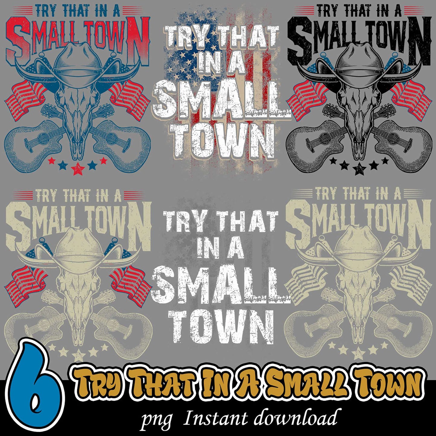 6 Small Town PNG Designs Instant Download