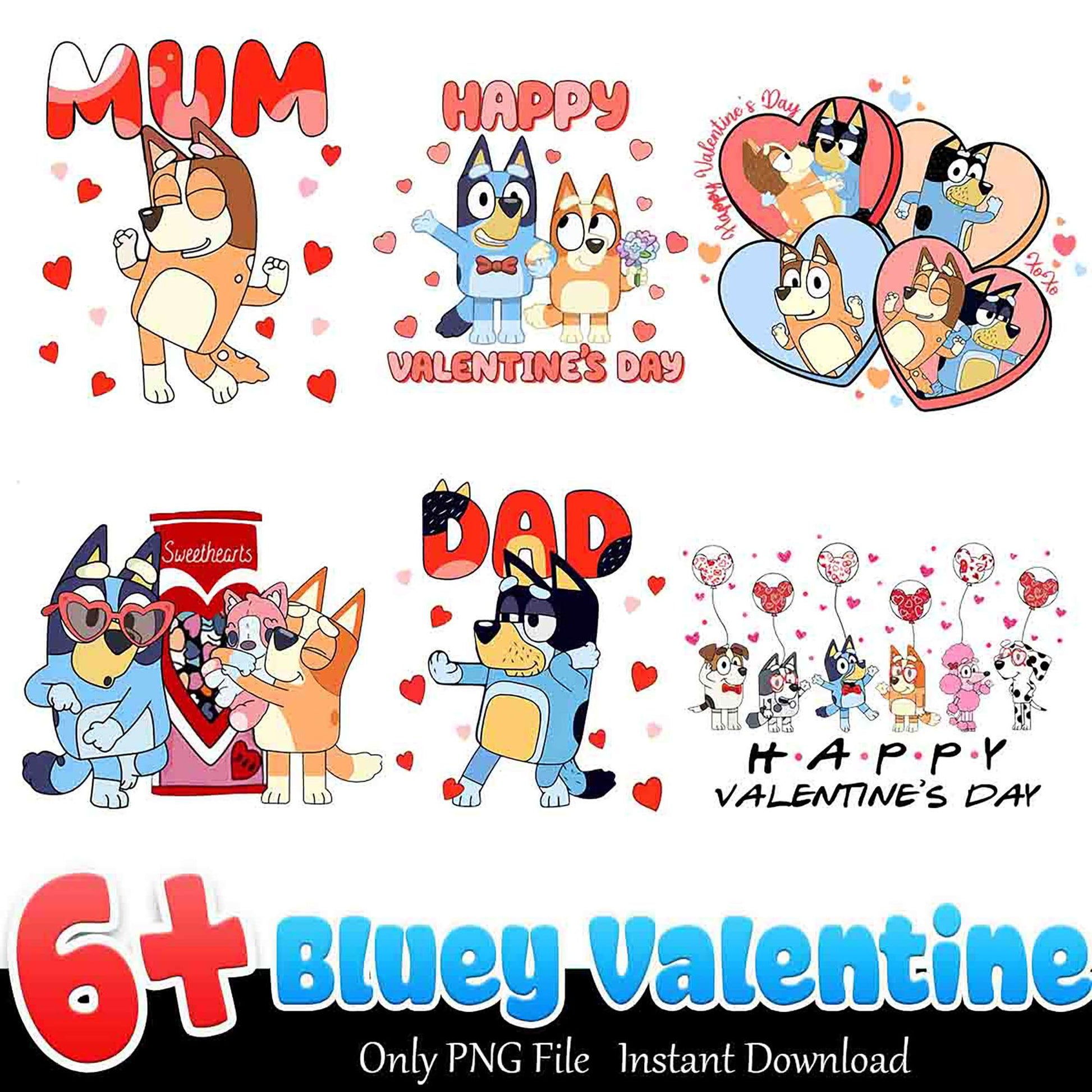 6+ Bluey Valentine's PNG Bundle