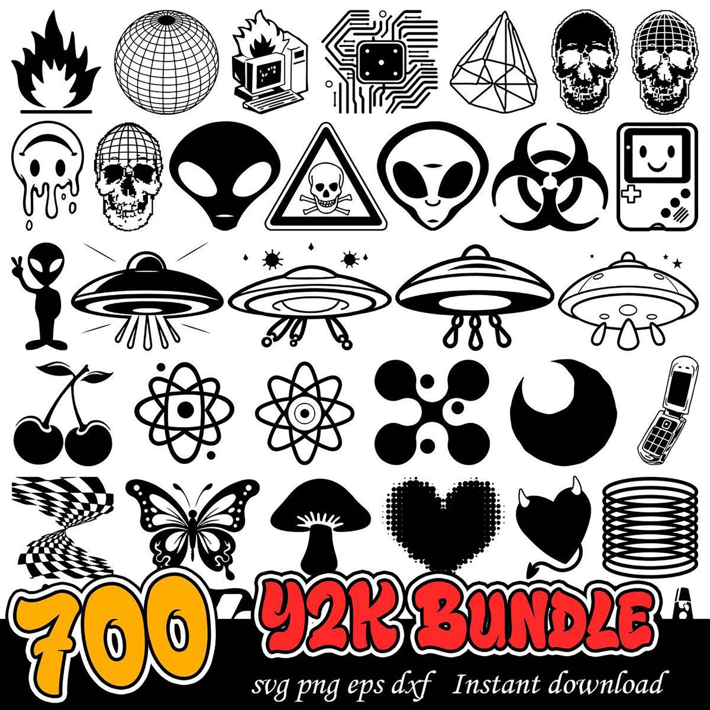 700 Y2K SVG Bundle Instant Download
