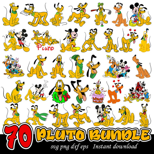 70 Pluto SVG Bundle Mickey Mouse Instant Download Art