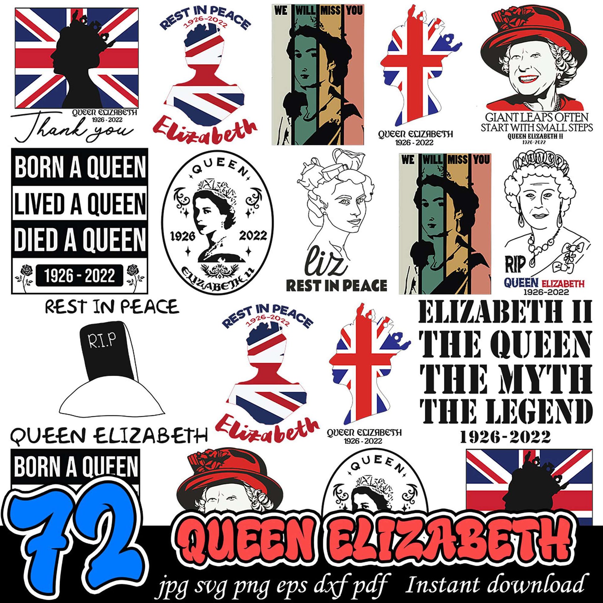 72 Queen Elizabeth SVG Bundle Instant Download