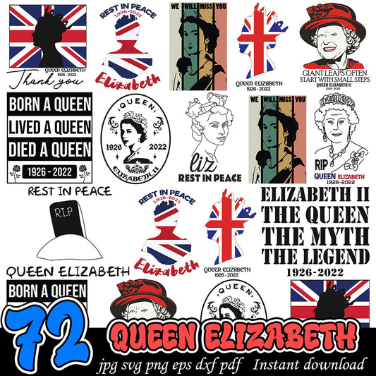 72 Queen Elizabeth SVG Bundle Instant Download