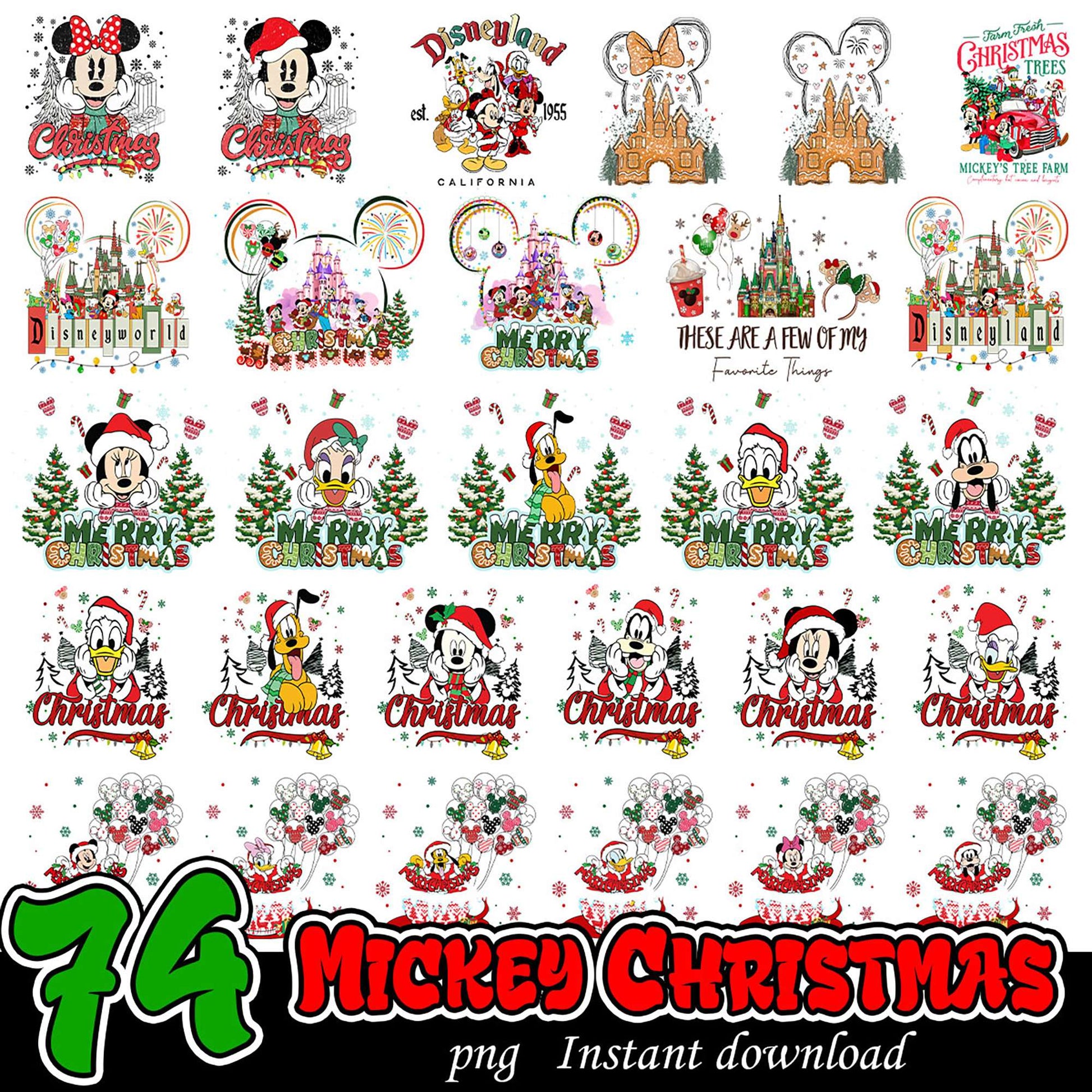 74 Mickey Christmas PNGs Instant Download