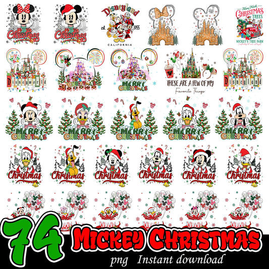 74 Mickey Christmas PNGs Instant Download