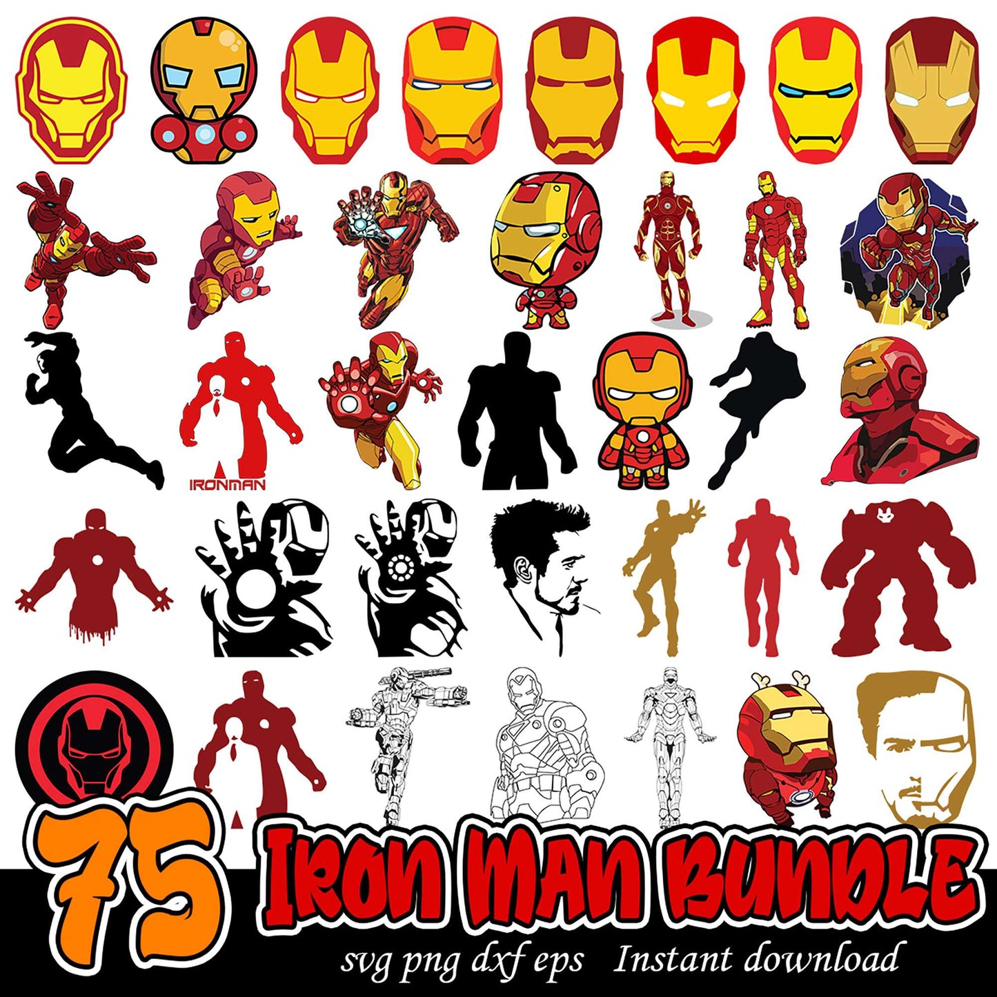 75 Iron Man SVG Bundle for Instant Download and Creative Projects