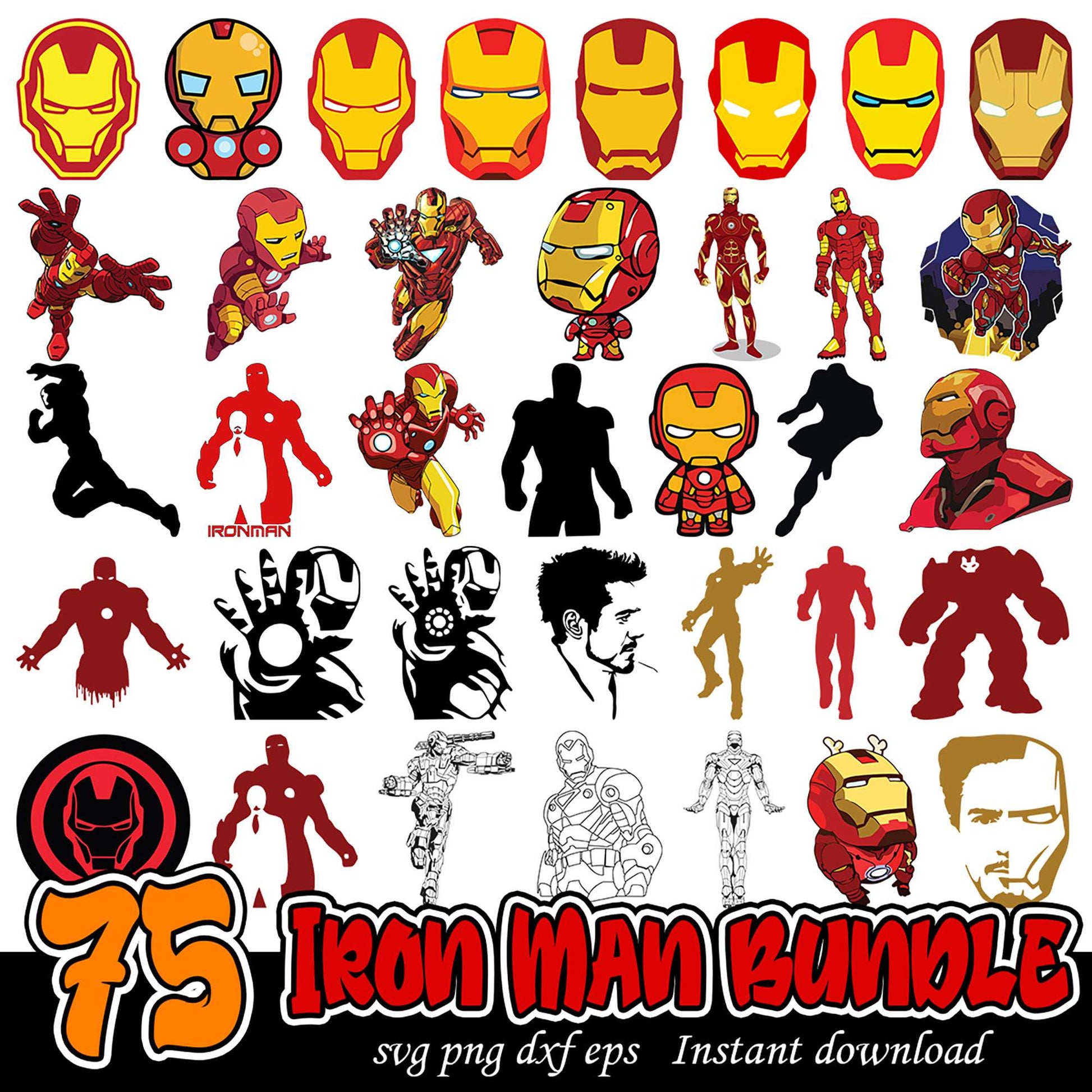 75 Iron Man SVG Bundle for Instant Download and Creative Projects