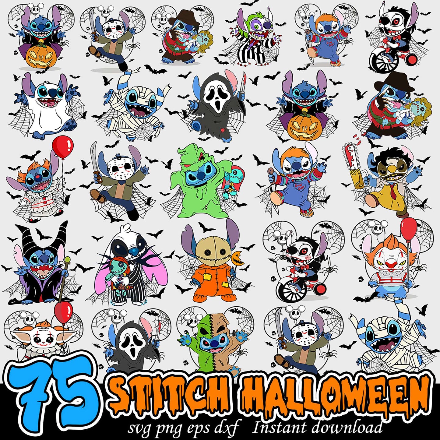 75 Stitch Halloween SVG Bundle