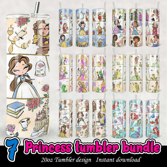 7 Princess Tumbler Designs Bundle