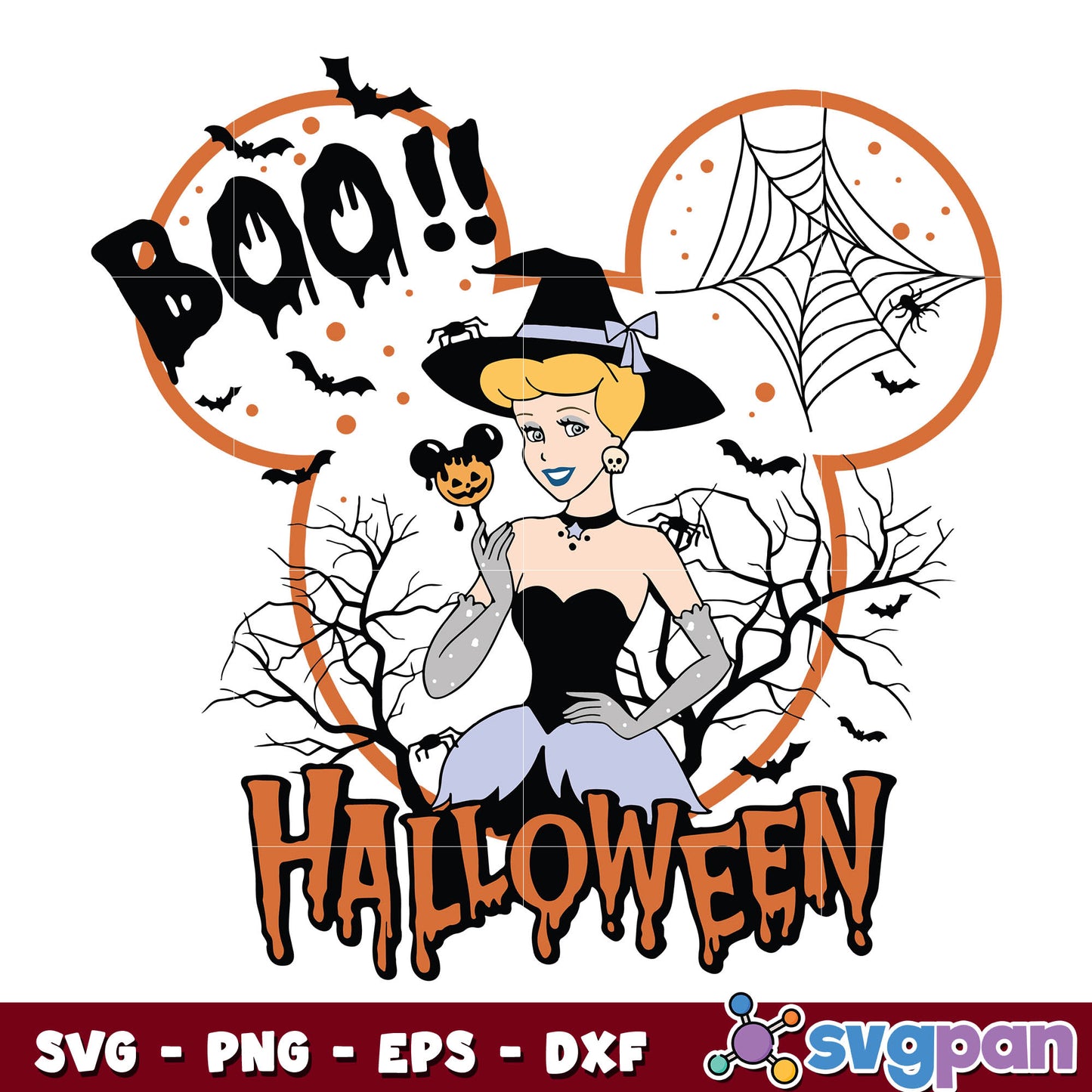 Boo svg, Princess Witch Halloween svg