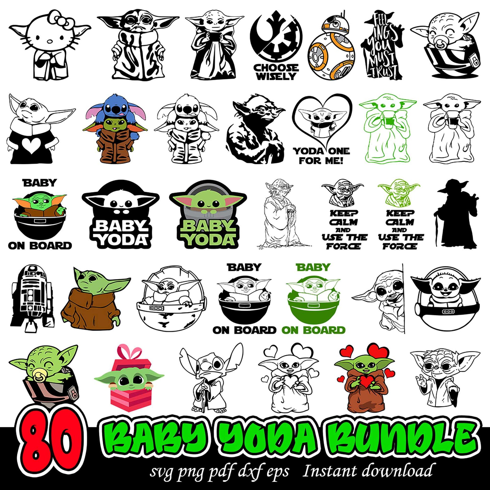 80 Baby Yoda SVG Bundle for Fun Creative Projects Download