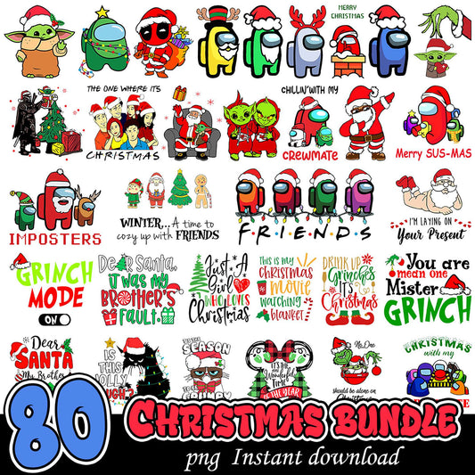 80 Christmas PNG Bundle Instant Download