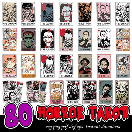 80 Horror Tarot Card Bundle for Creative Projects Download
