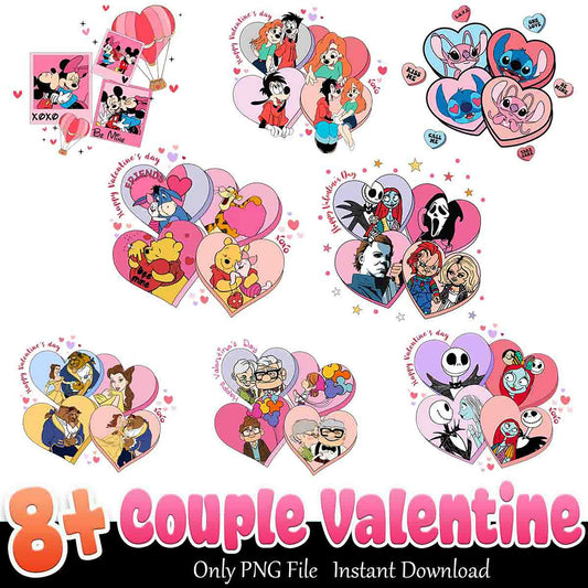 8 Couple Valentine PNG Bundle Instant Download