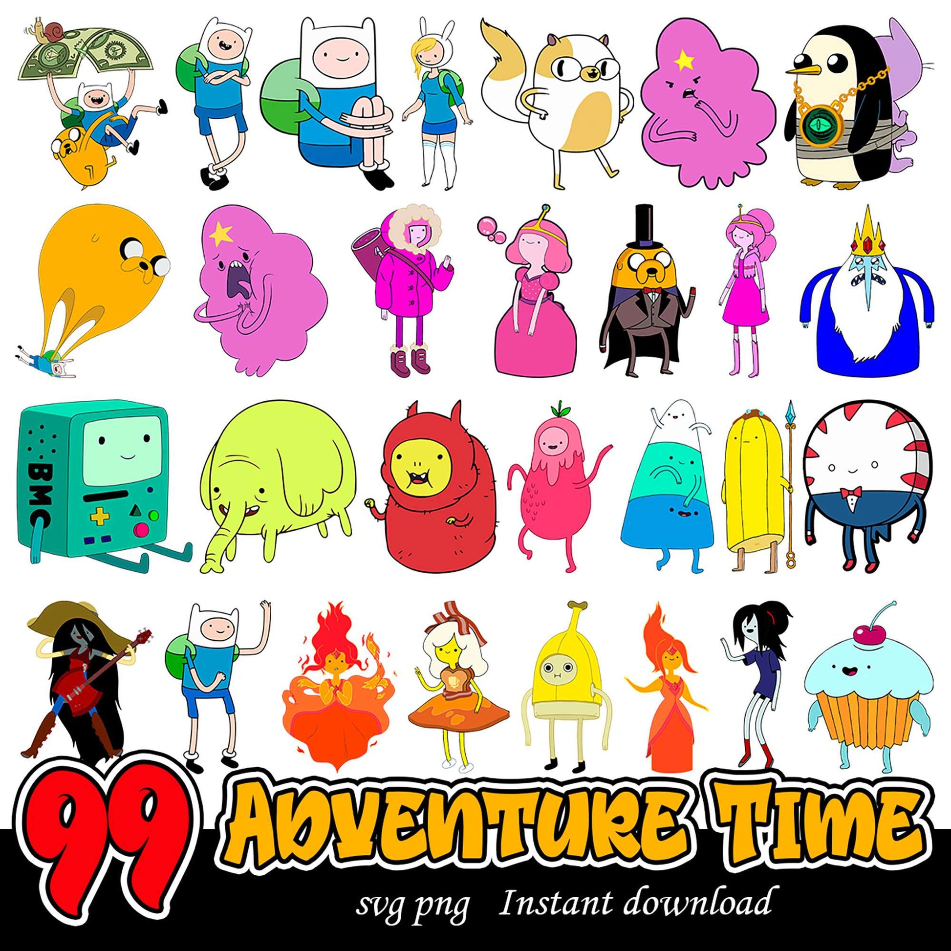 99 Adventure Time SVG PNG Bundle for Instant Download