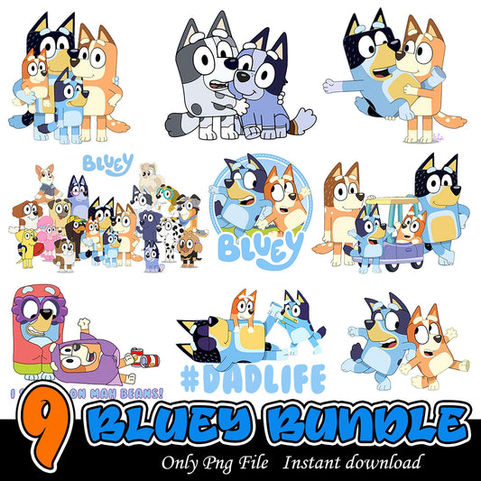 9 Bluey Bundle PNG Files for Instant Download Fun
