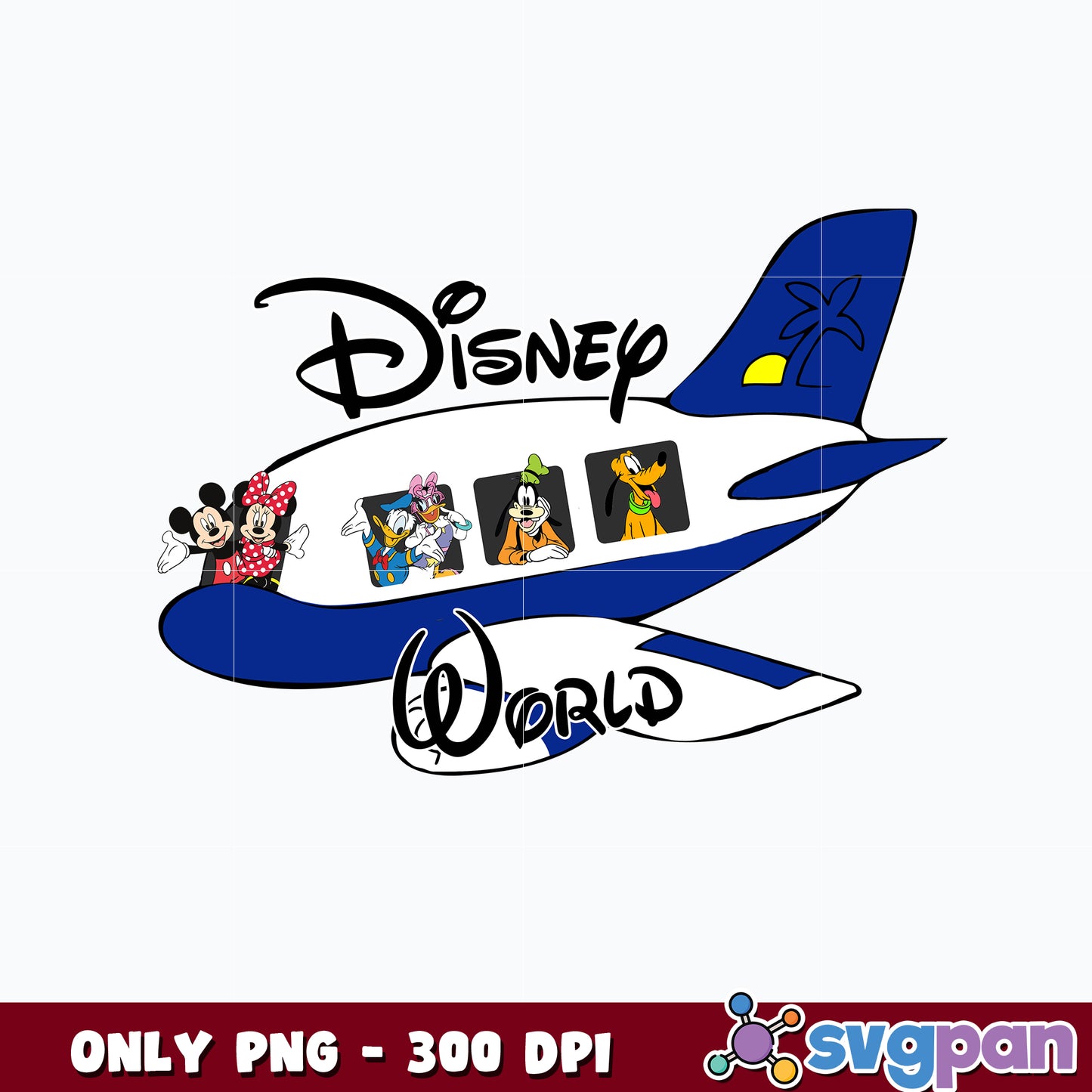 Disney World Mickey and Friends Airplane png