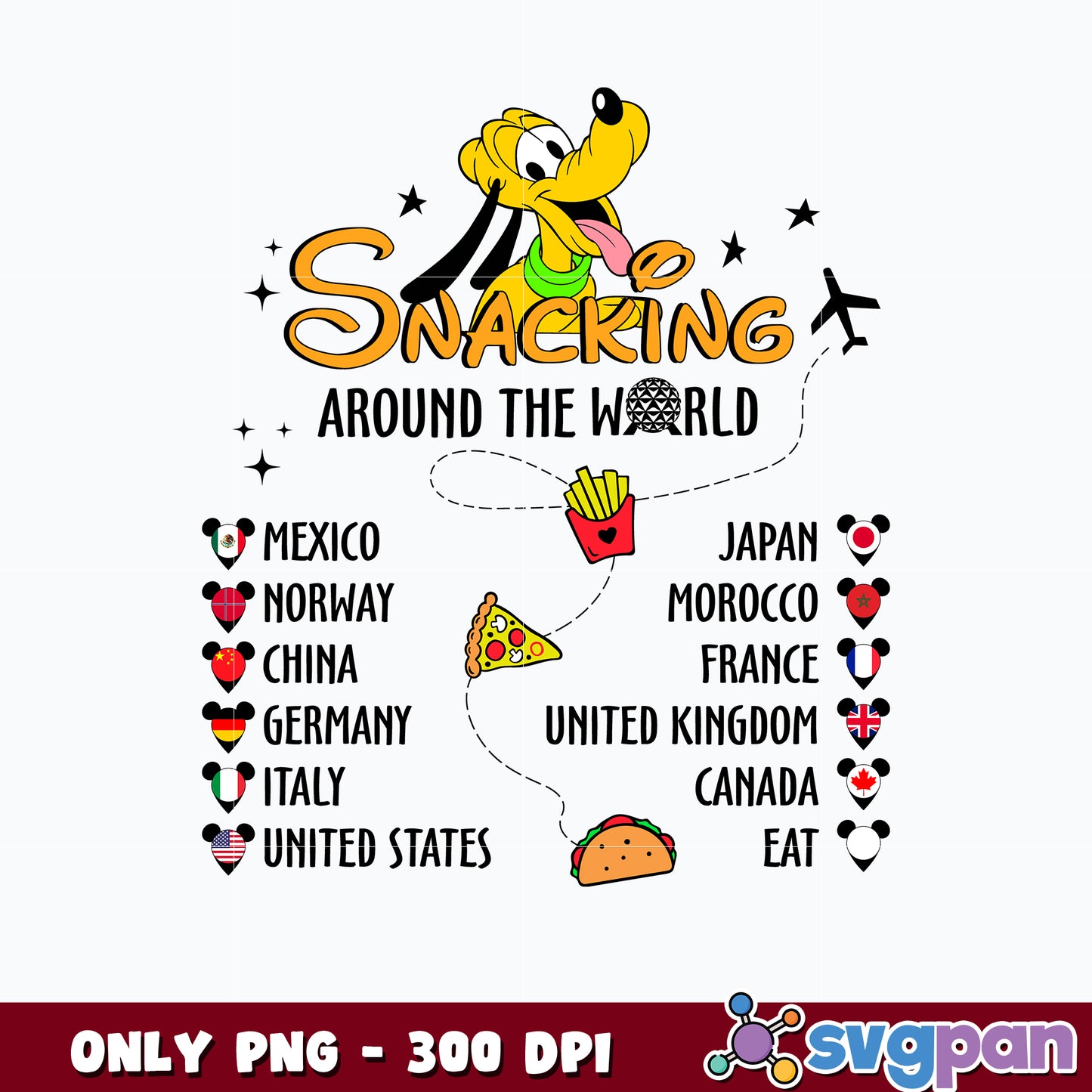 Goofy Dog Snacking Tour Around The World Shirt png