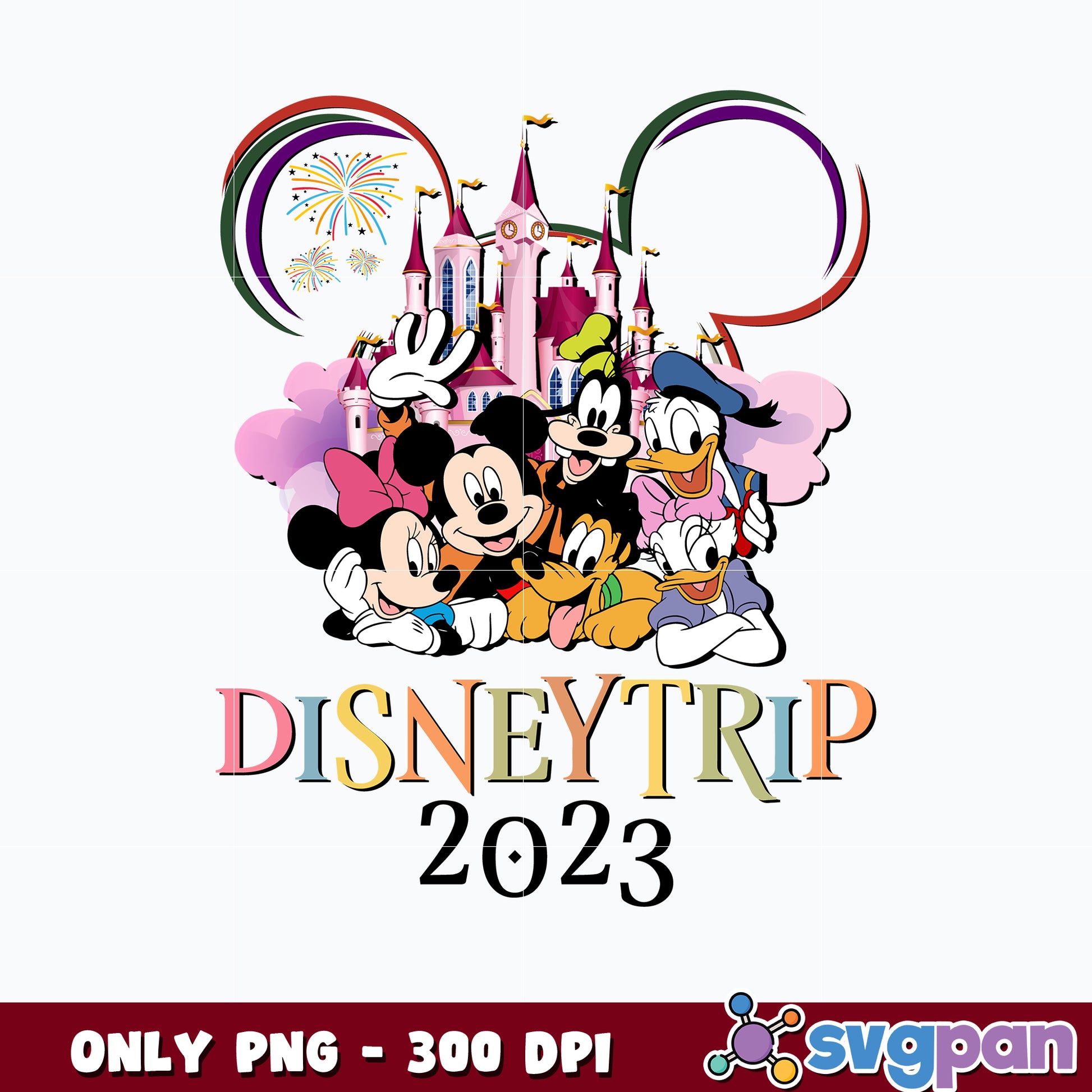 Family Trip 2023 Png, Mickey Mouse Anh Friends png 