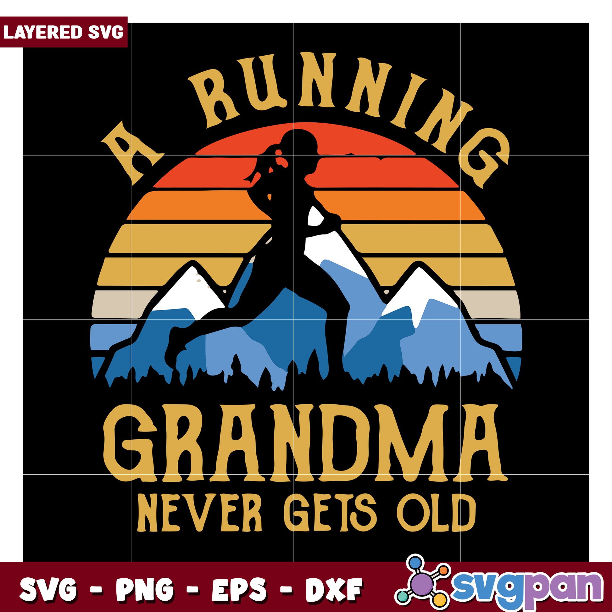 A Running Grandma SVG Design, Perfect for Active Grandmothers