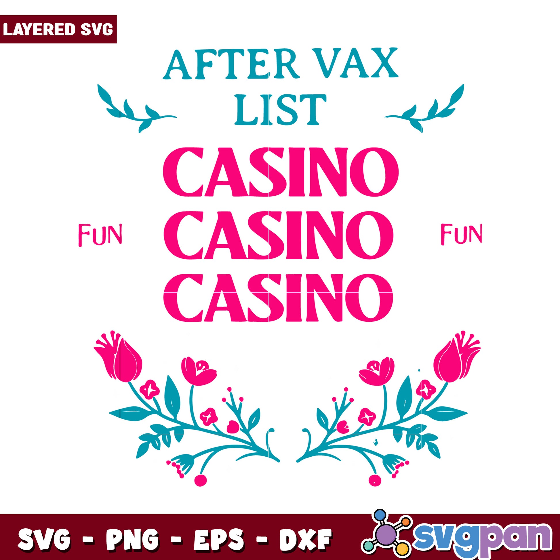 After Vax List Casino Fun Layered SVG Design for Crafts, Ideal for Celebrations