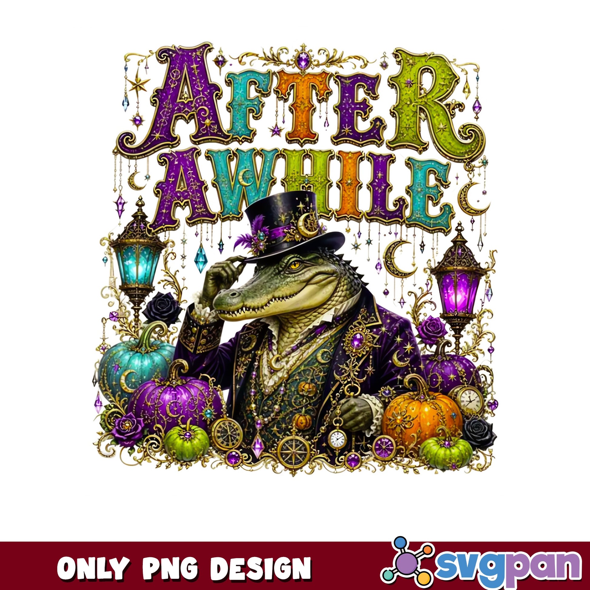After Awhile Crocodile PNG, Mardi Gras Halloween PNG, Funny Alligator PNG