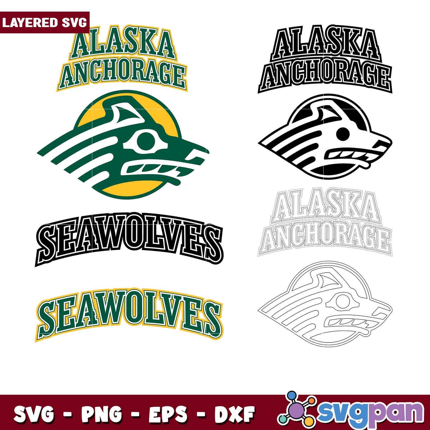 Alaska Anchorage Seawolves SVG Bundle