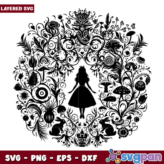 Alice Wonderland Floral SVG Design
