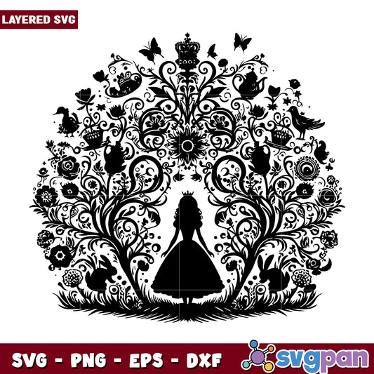 Alice in Wonderland Floral SVG Design
