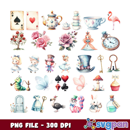 Alice in Wonderland PNG Bundle 300 DPI