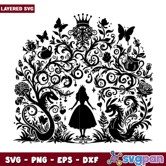 Alice in Wonderland SVG Silhouette