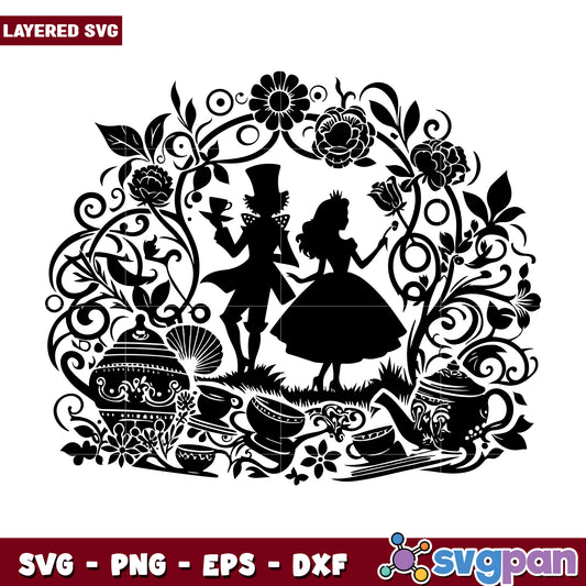 Alice in Wonderland Tea Party SVG