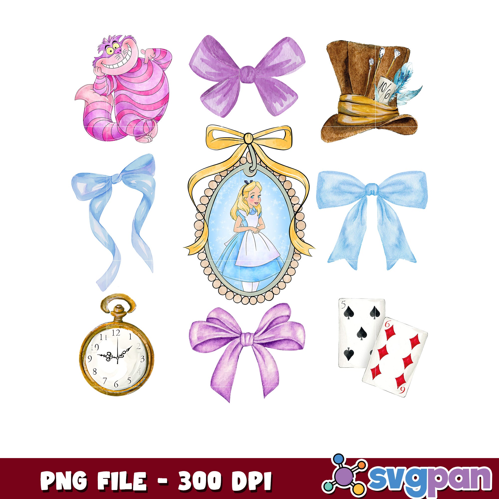 Alice in Wonderland Watercolor PNG Clipart – svgpan