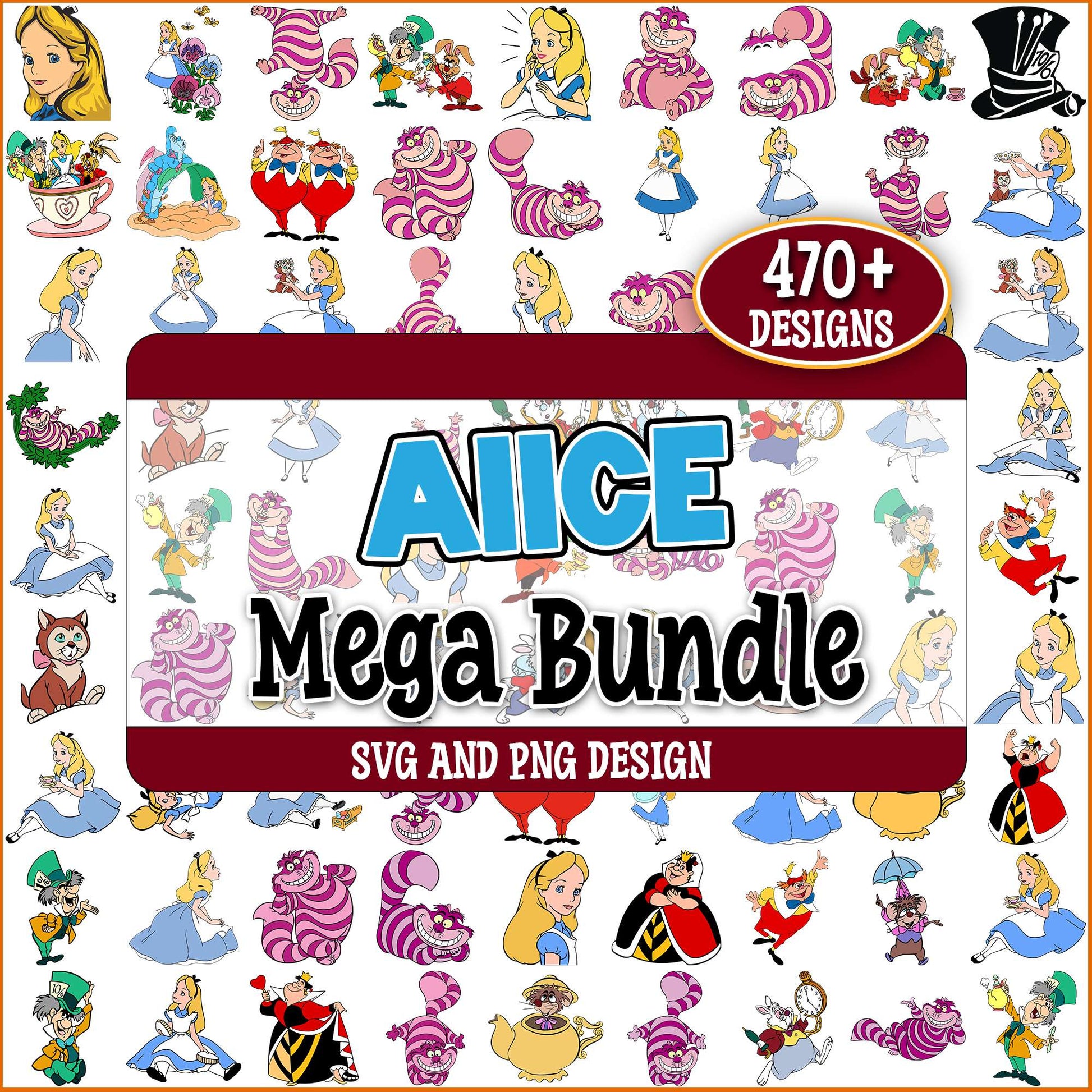 Alice in wonderland design svg bundle