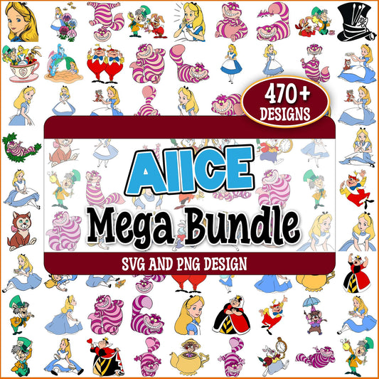Alice in wonderland design svg bundle