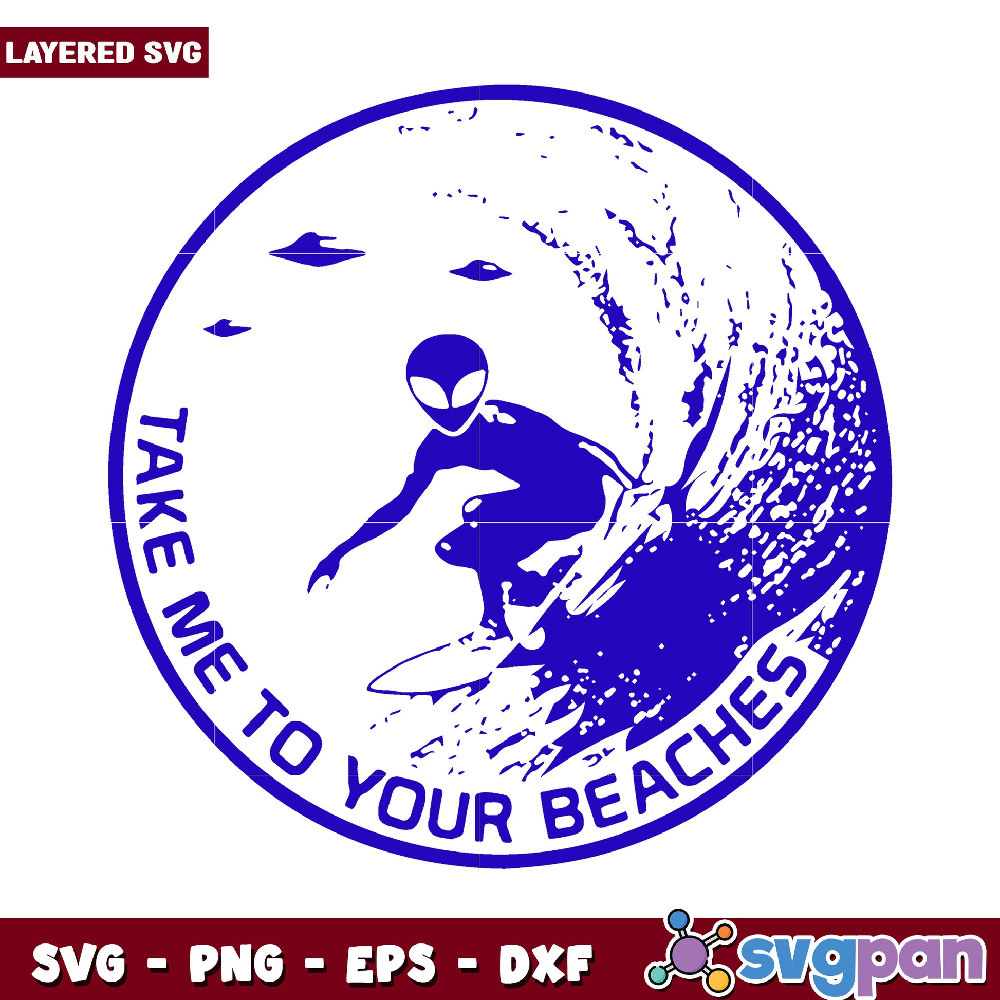 Alien Surfer Design for Beach Lovers, Perfect for SVG and Print Use