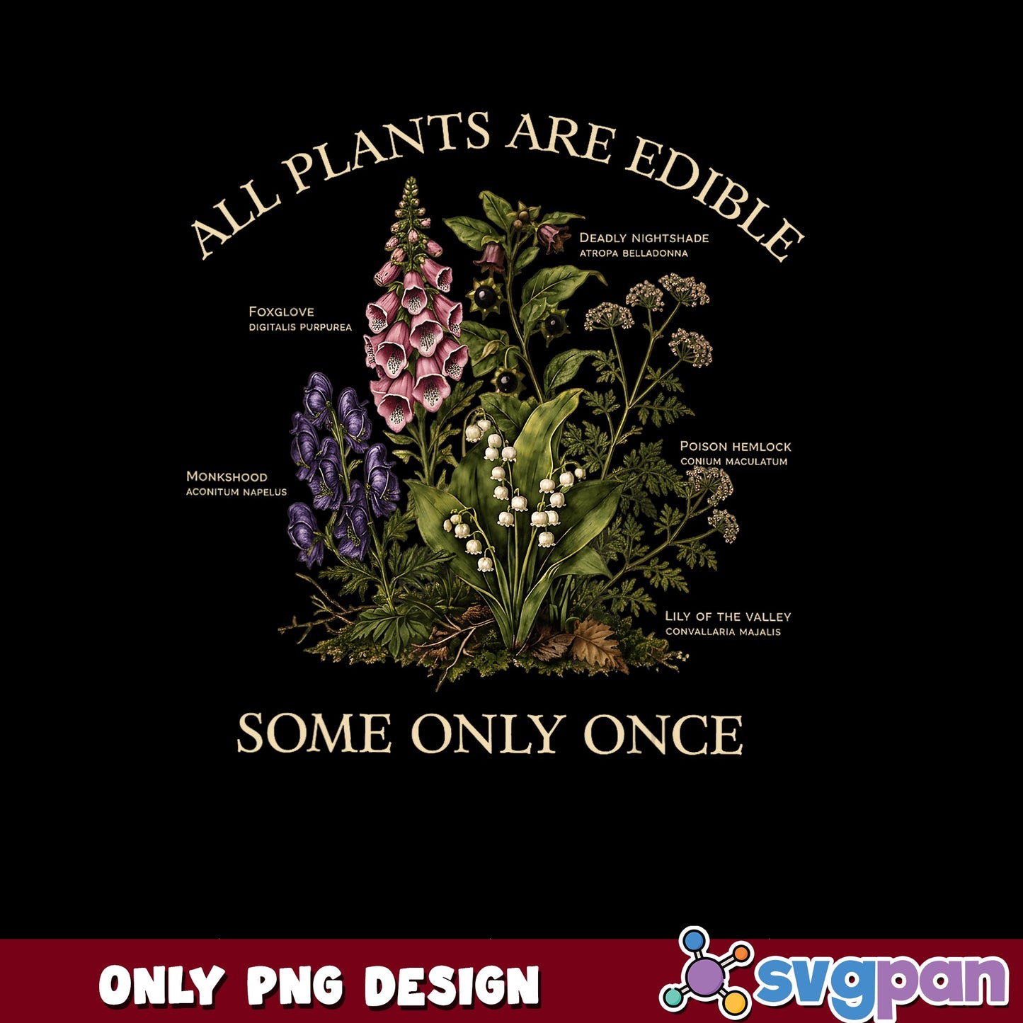 All Plants Are Edible Some Only Once PNG, Botanical PNG, Funny Plant PNG