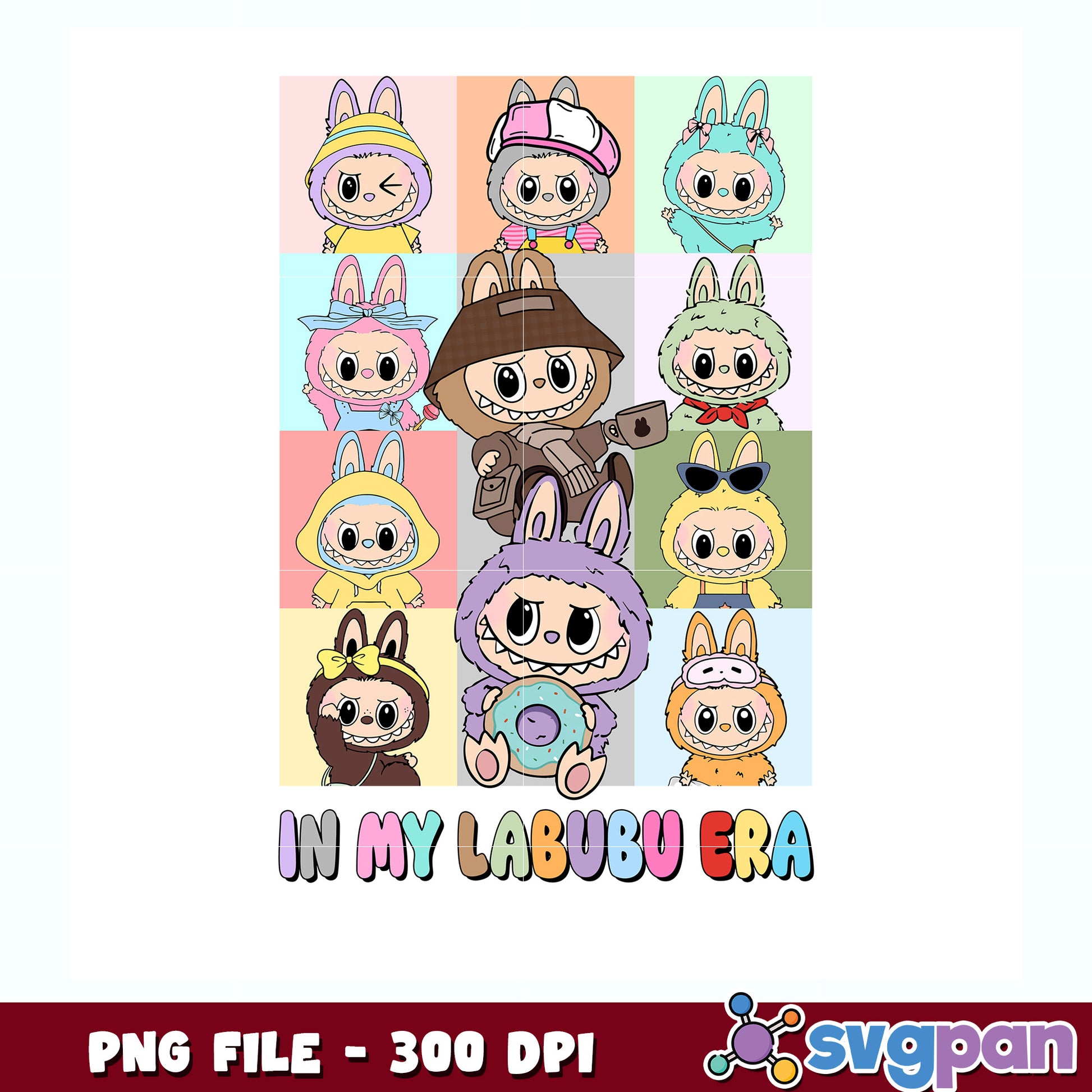 All characters in labubu png, labubu family png, cartoon labubu png