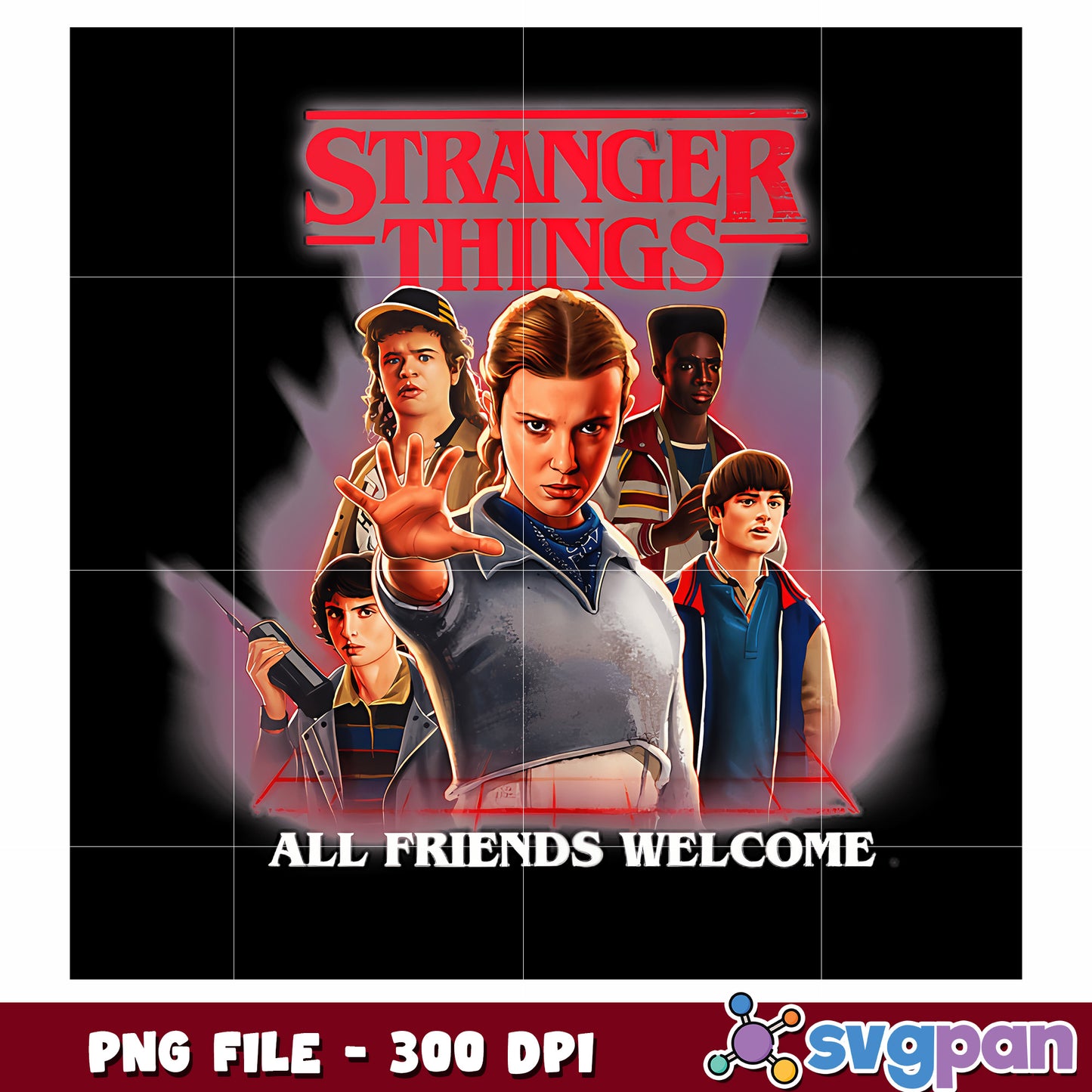 All friends welcome png, netflix thriller png png, stranger things logo png