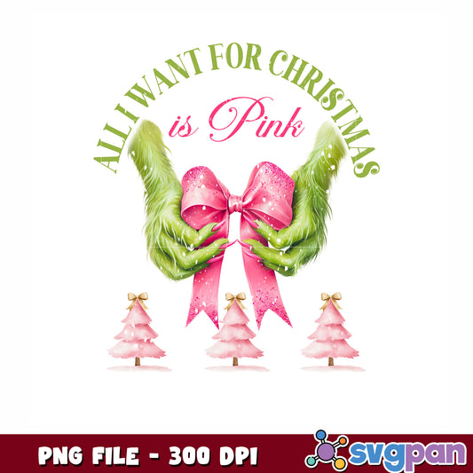 All i want for christmas is pink png, christmas tree png, pink christmas png