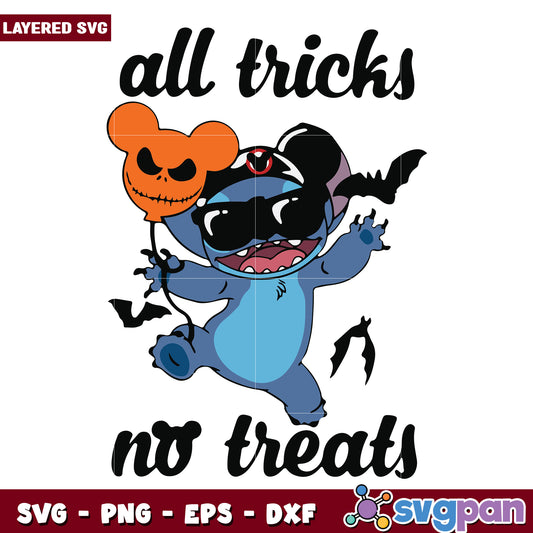 All tricks no treats svg, halloween prank quote svg, spooky humor design svg