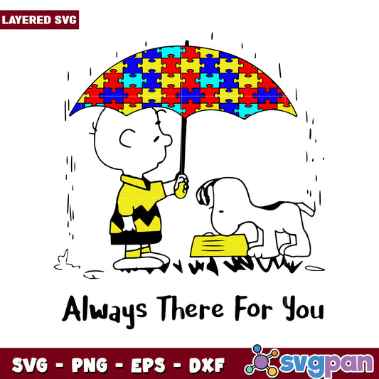 Always There For You, Charlie Brown and Snoopy Under Umbrella