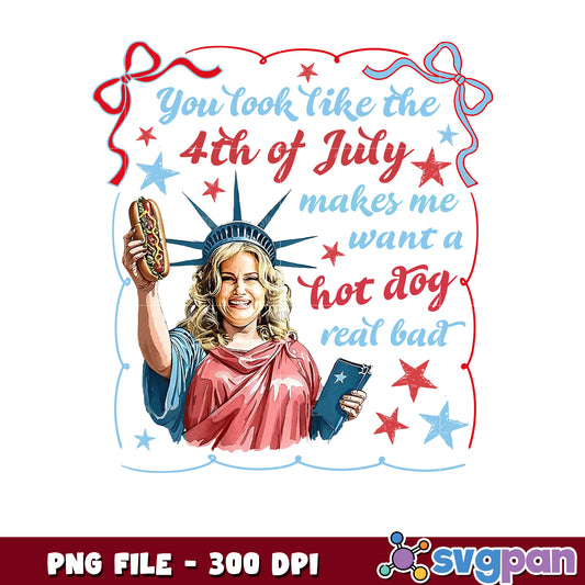 America Fourth of July Hot Dog Fun PNG Graphic Design