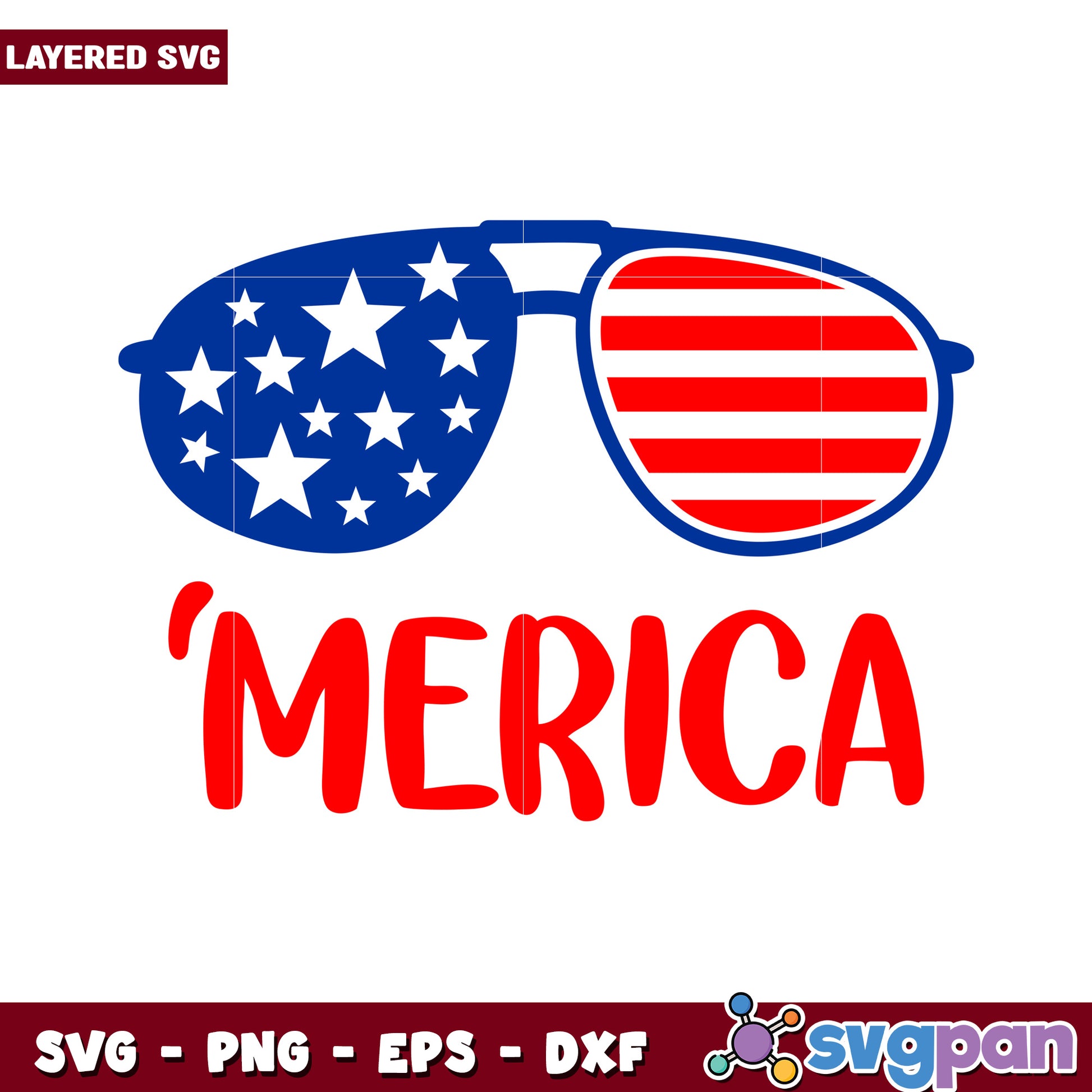 America Themed Sunglasses SVG Design, Perfect for Crafts and More