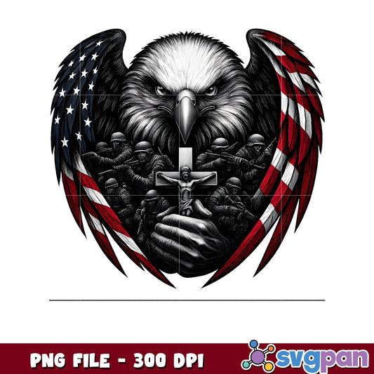 American Eagle Soldier Cross PNG 300 DPI
