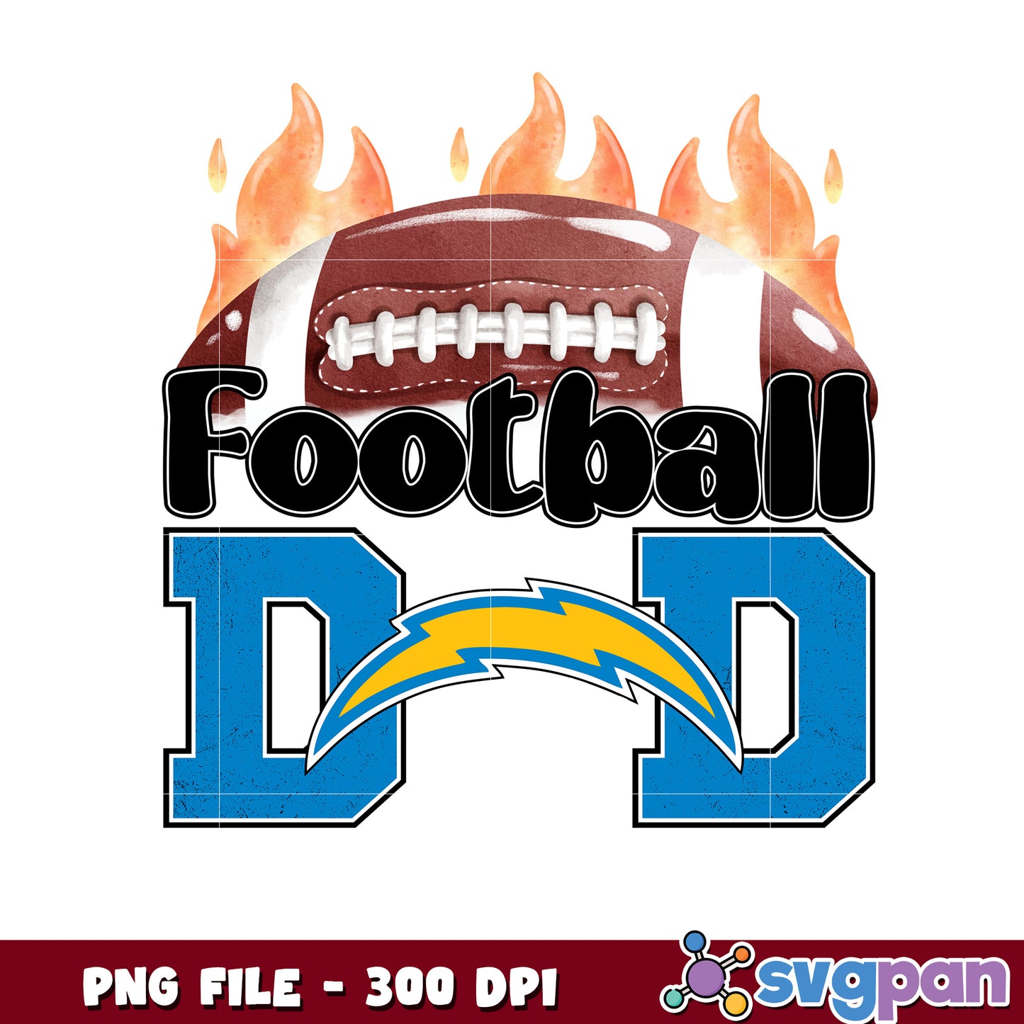 American football dad los angeles chargers png, sporty dad game day png, nfl football teams png