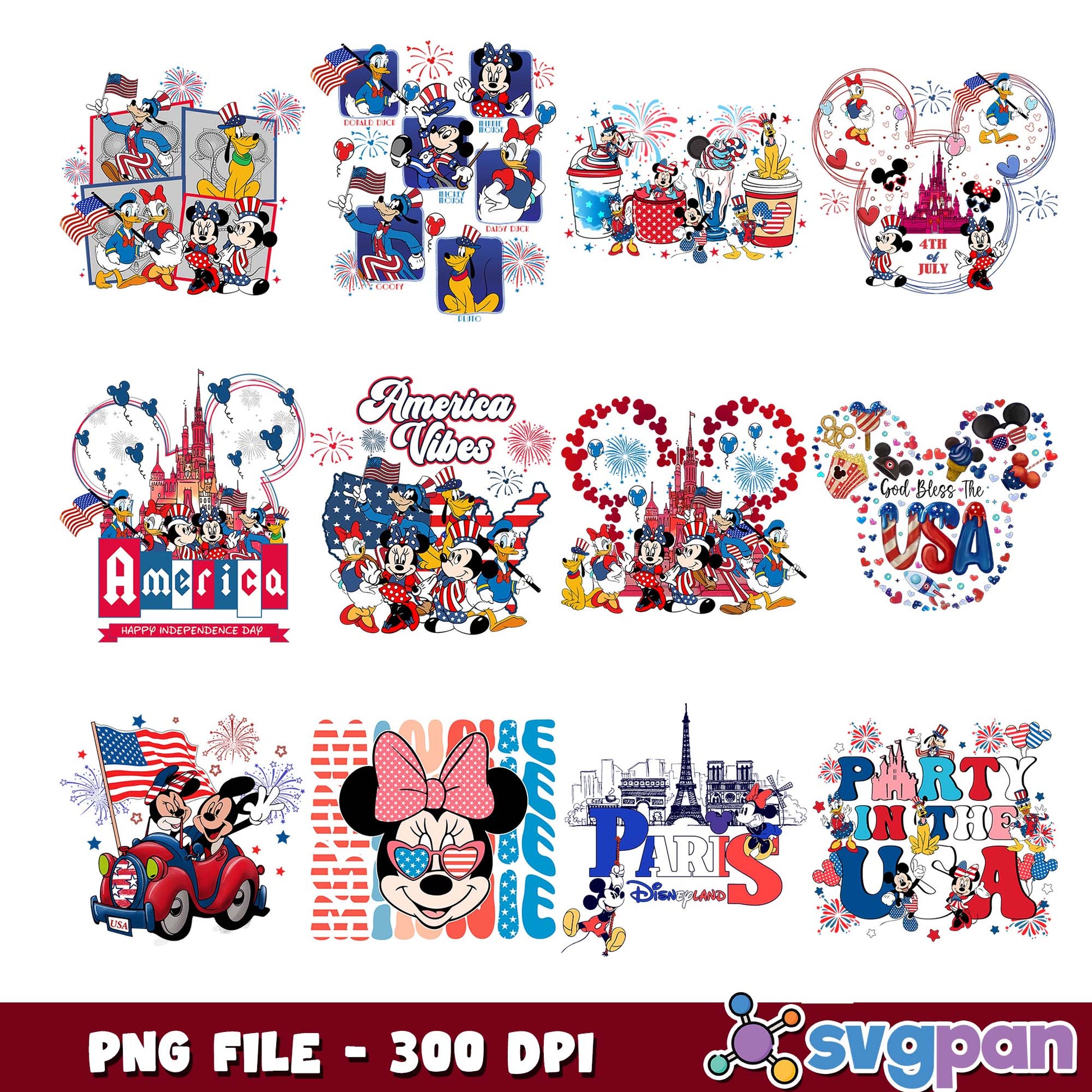 America vibes disney png bundle