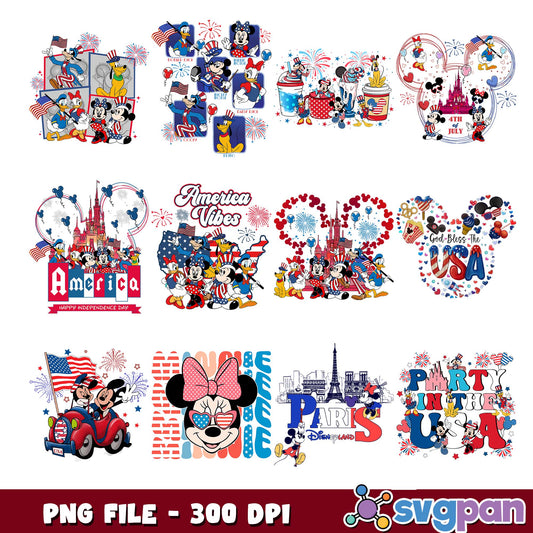 America vibes disney png bundle