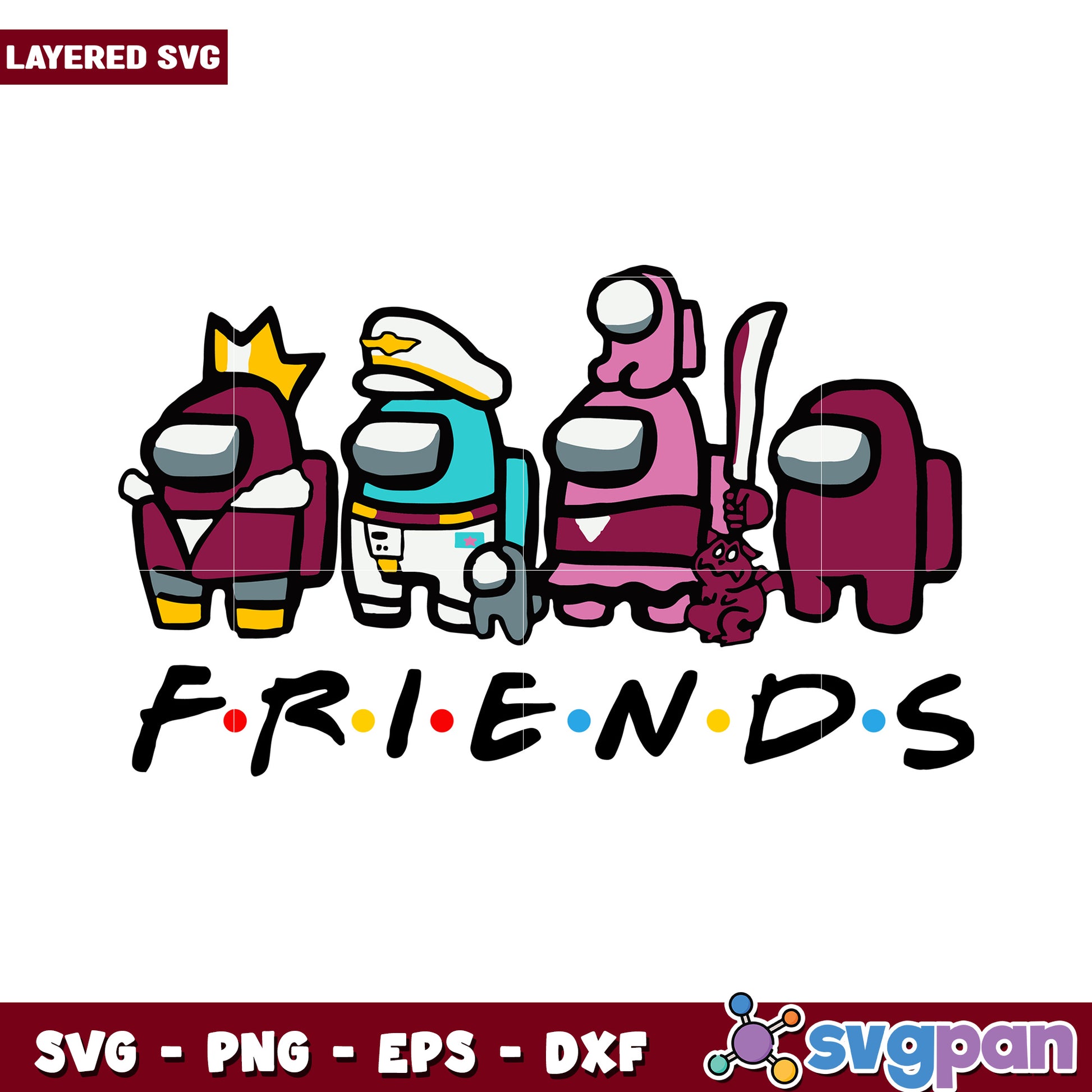 Among Us Friends SVG Design, Perfect for Gaming Fans Crafts