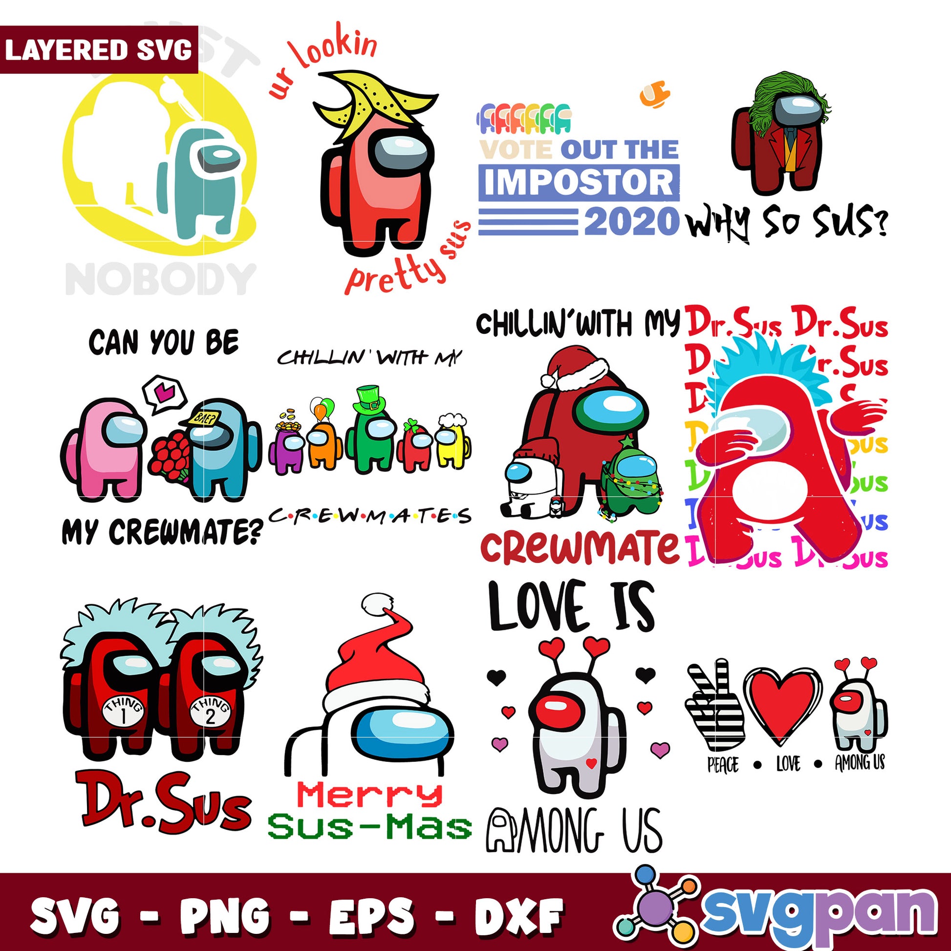 Among Us SVG Bundle Cute & Funny Designs