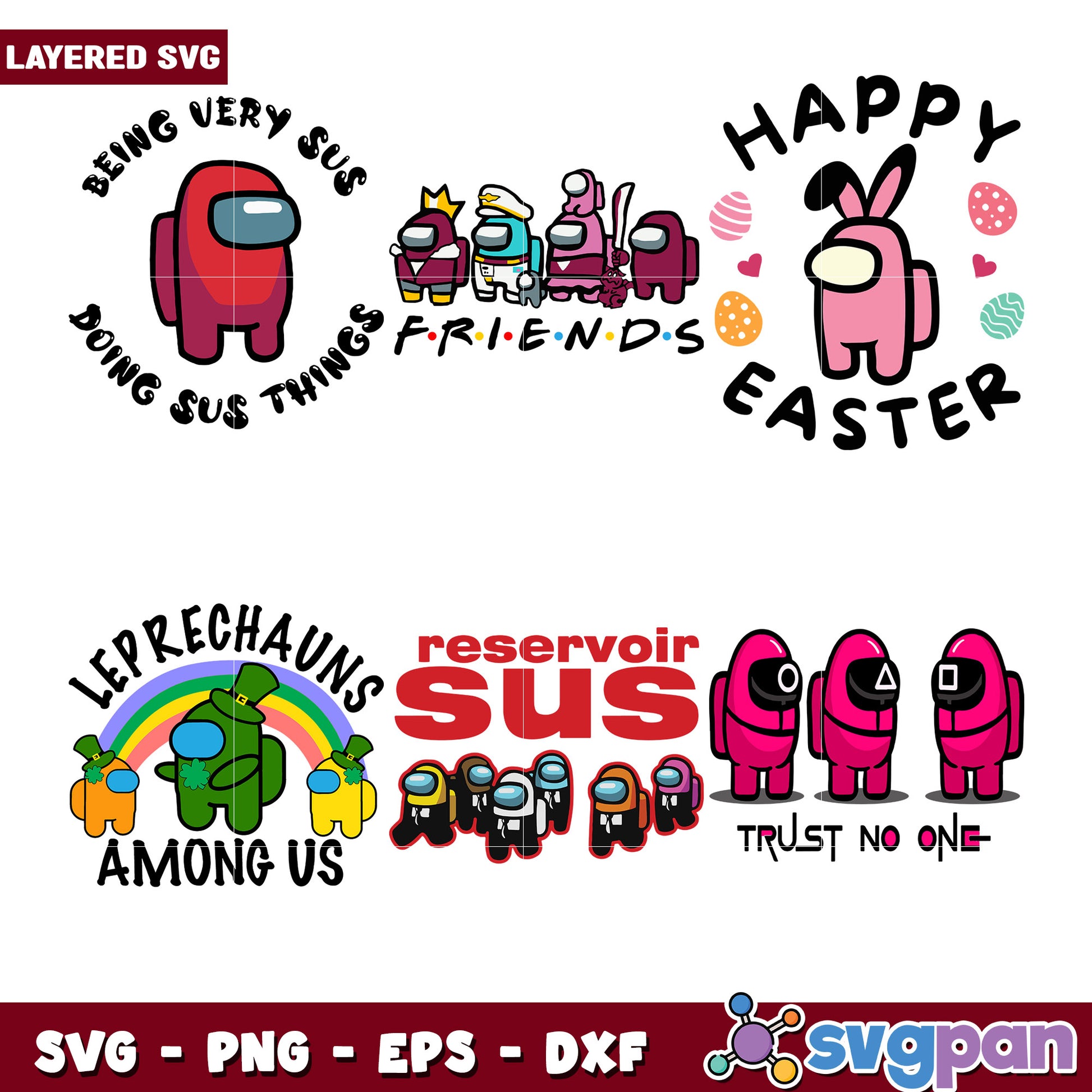 Among Us SVG Bundle Easter, St Patricks Day